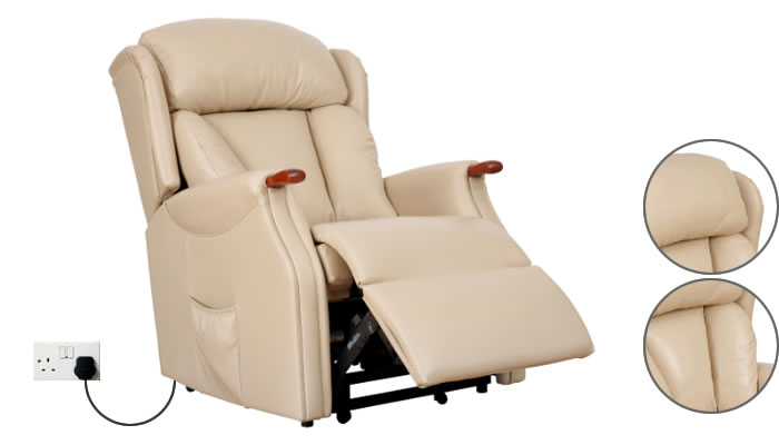 Celebrity Furniture Canterbury Leather Single Motor Recliner with Headrest and Lumbar Support